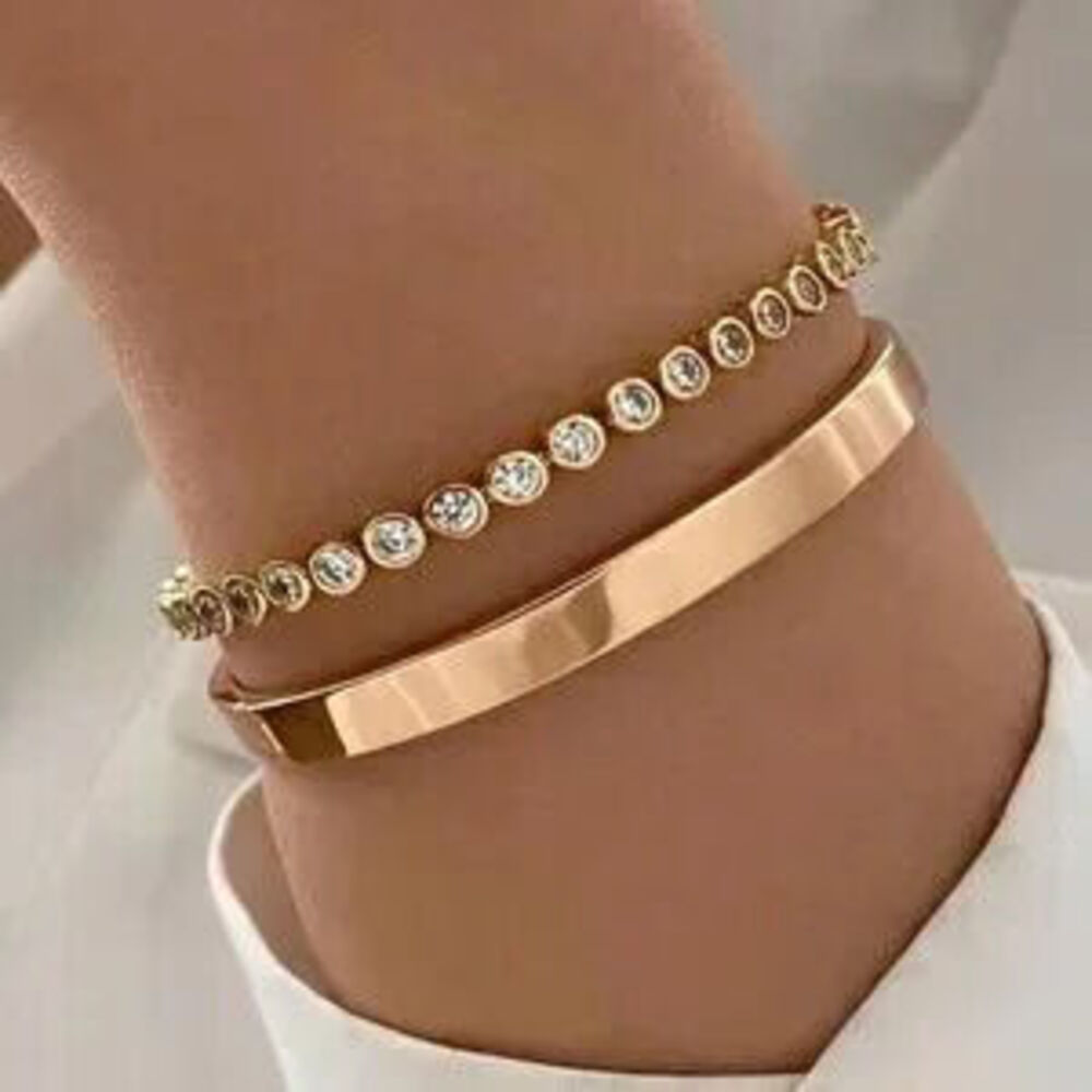 Luxe Rhinestone Minimalist Bracelet Set